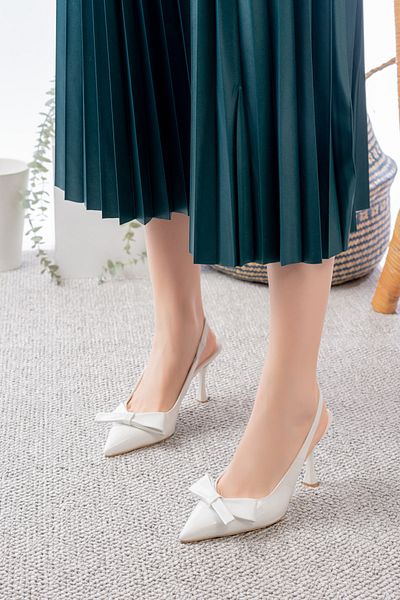 Egepass Nora Women's Heel Shoes Stylish Elegant Small Bow Night Shoes Suitable for Daily Use