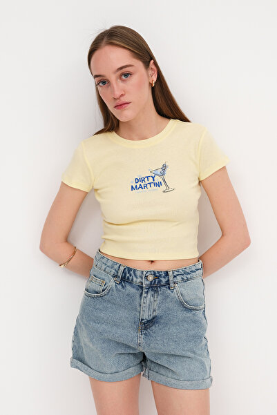 Addax Μπλουζάκι με στάμπα με κύλικα P1754