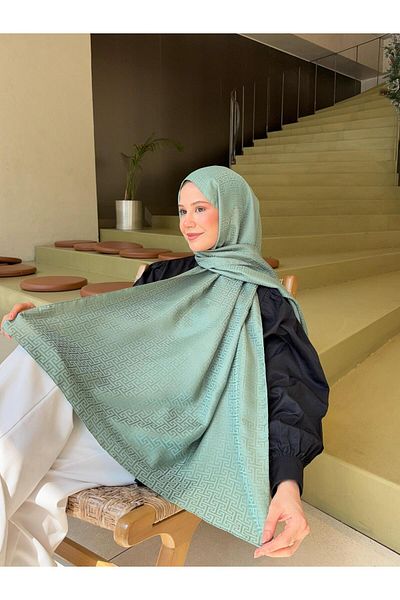 Mira İpek Zigzag Pattern Shiny Jacquard Shawl