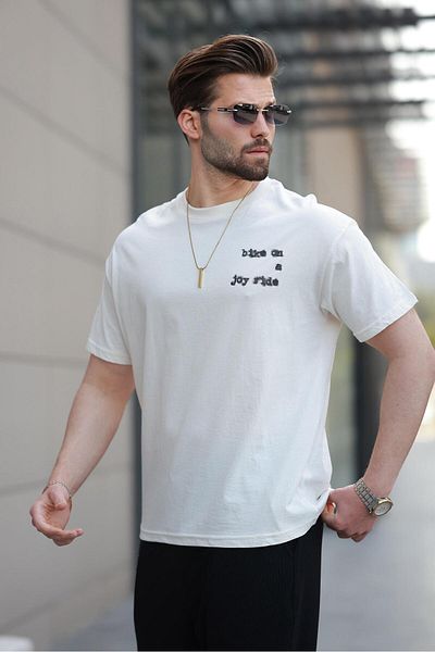 Madmext Λευκό εμπριμέ Basic ανδρικό T-Shirt E7150