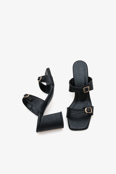 LOJO Women's Heeled Double Strap Daily Slippers Saiye