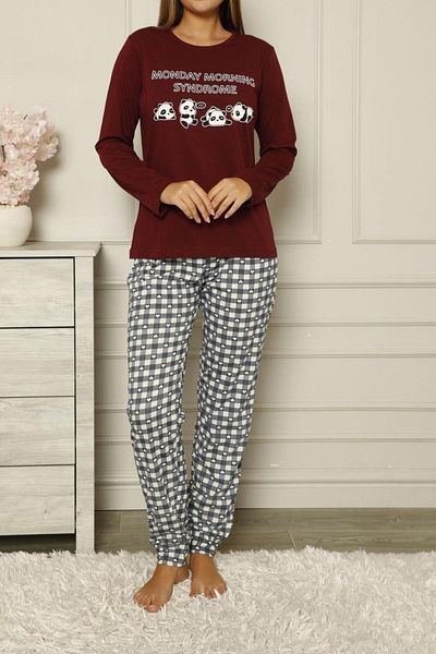 Nicoletta Set pijama damă Bumbac Roșu Claret