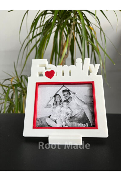 Root Made Aile Fotoğraf Çerçevesi Family Yazılı Kalpli Çerçeve Dekoratif Mode...
