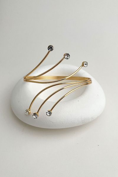Modex Gold Color Stone Detailed Spiral Arm Accessory (Diameter:9Cm)
