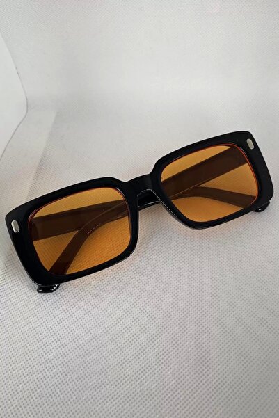 TakıDolabı Black Color Orange Glass Detailed Women's Sunglasses