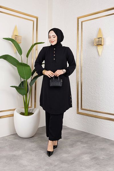 Nevayla Moda Aeroboş Fabric Double Set - Black / T0109