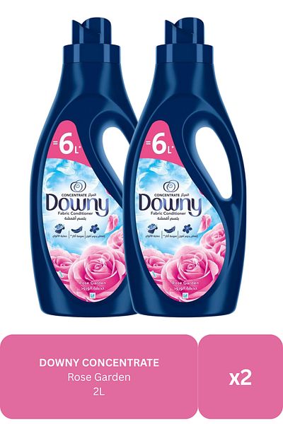 downy منعم الأقمشة، مركز، برائحة حديقة الورود، يحمي اللون، ويمنح نعومة إضافية، 2 لتر × 2