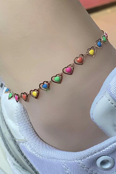 TakıDolabı خلخال من الفولاذ على شكل قلب بلون وردي