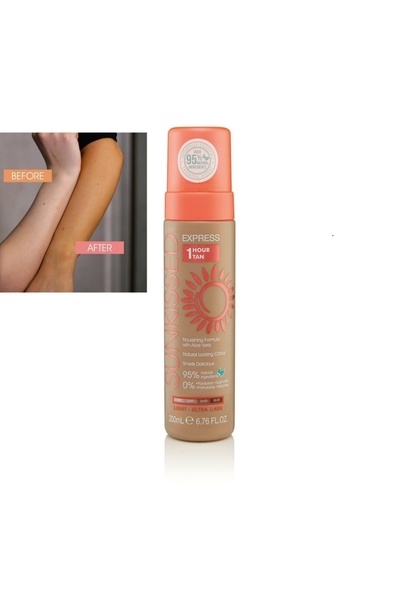 Sunkissed Professional Self-Tanning Foam, Sunkissed, Express 1 Hour, Light-Ultra Dark, Natural Ingredients
