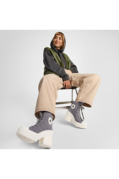 Converse Chuck 70 De Luxe Heel Unisex Gri Deri Platform Sneaker