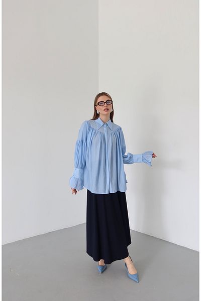 Laluvia Cămașă albastră cu design adunat - 102116