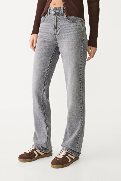 Stradivarius D98 düz paça vintage efektli kot