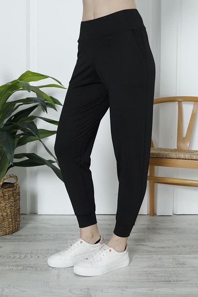 Nicoletta Pantaloni de sport Jogger cu talie înaltă de damă Pantaloni de jogging NEGRI