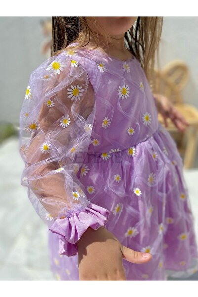 KETBaby Rochie cu mânecă lungă cu imprimeu margarete pentru fete