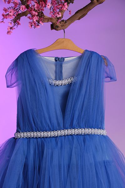 Pina Kids Pearl Line Detailed V-Neck Evening Dress for Girls Aby.2216