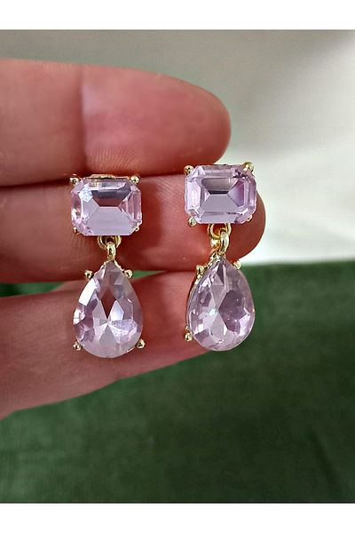 mos&more Pink Stone Drop Stylish Women's Earrings