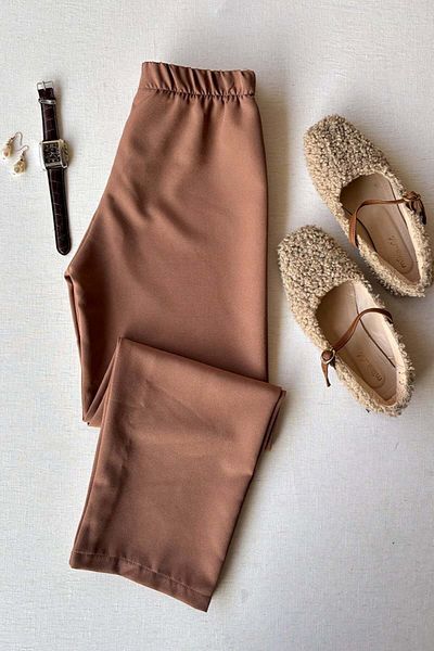 Ceylan Otantik Παντελόνι Caramel Crepe Pipe Leg