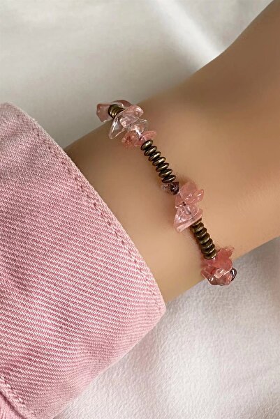 TakıDolabı سوار من الحجر الطبيعي مطرز بالكوارتز الوردي