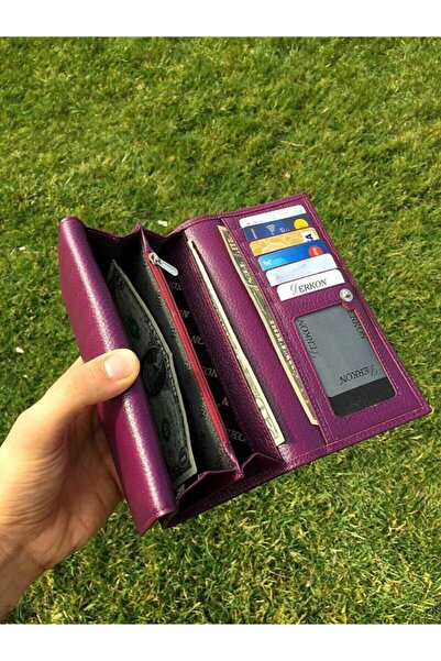 DERKON Portofel cu clapă dublă mov Floarea vieții pentru femei