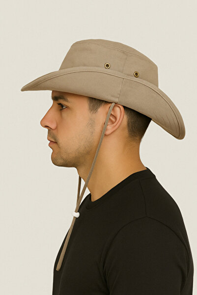 CosmoOutlet Καλοκαιρινό Πτυσσόμενο Ανδρικό Καπέλο Σαφάρι 100% Βαμβακερό Μπεζ Χρώμα