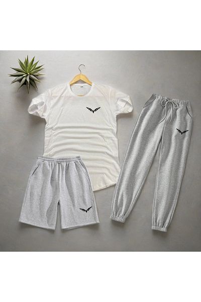 Fifty Color 3 Πακέτα Slim Fit Unisex Tshirt-σορτς-φούτερ Συνδυασμός WING Printed