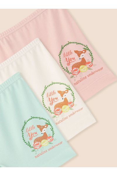 natuline Girl's Organic Cotton Lycra Boxer Little You 3 Pack