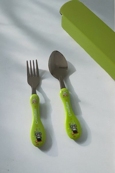 Dore Voir Children's Fork-Spoon Set-Boxed/Green