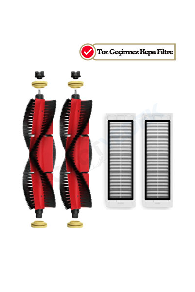 robotyedek Roborock S6/S6 Pure - فرشاة رئيسية بديلة وفلتر Hepa متوافق مع 4 قطع