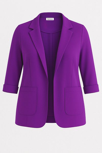 Hanezza Jachetă Blazer de damă| Fuchsia| Dimensiune mare| 7 culori| Compatibil cu costum