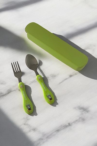 Dore Voir Children's Fork-Spoon Set-Boxed/Green