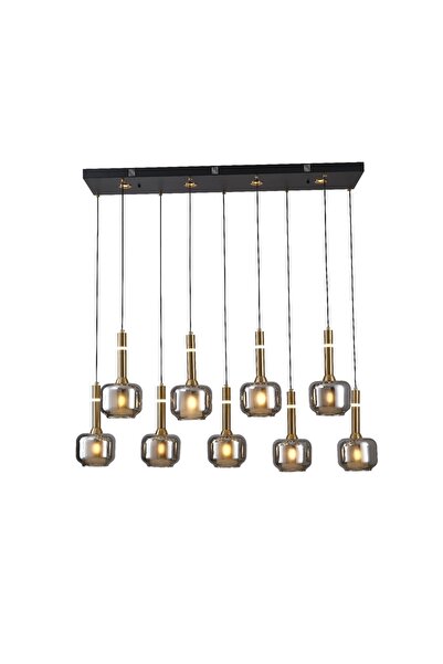 Cristalin Aydınlatma Endüstriyel Zarif Tasarım 9'lu Avize