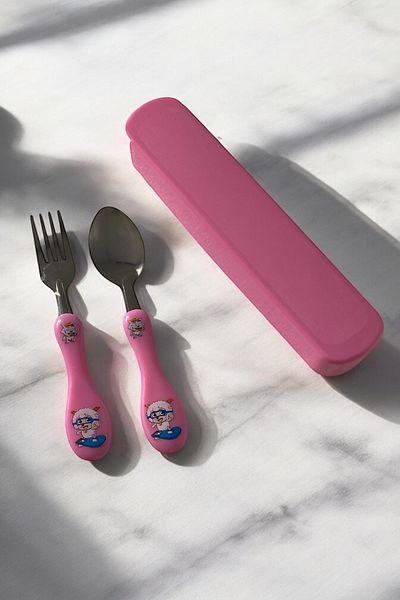 Dore Voir Children's Fork-Spoon Set-Boxed/Pink