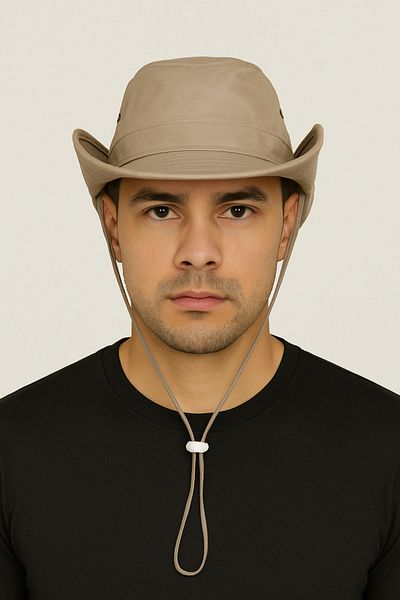 CosmoOutlet Summer Foldable 100% Cotton Beige Color Men's Safari Hat