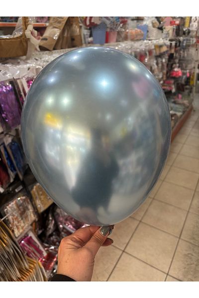 Deniz Party Store Light Blue Chrome Balloon - 12" - 5 Pieces