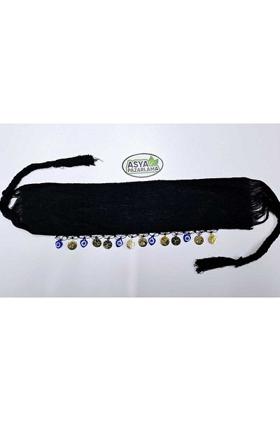 ASYA PAZARLAMA Black Sea Black Evil Eye Beaded Keşan, Scarf, Shawl, Scarf, Hair Band, Bandana