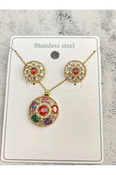 TakıDolabı Çelik Kolye Küpe Set