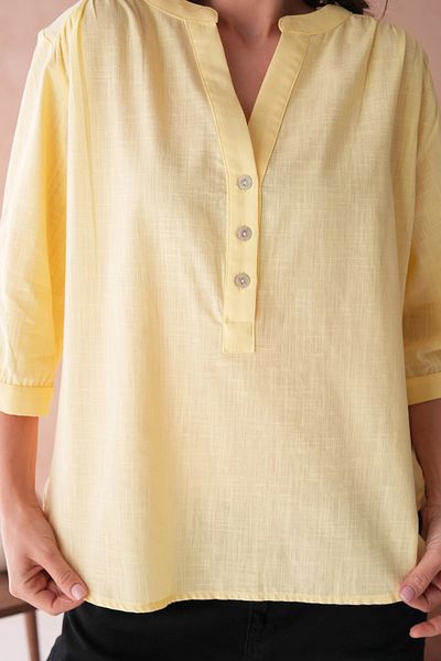 Park Karon V-Neck Button Detailed Woven Blouse