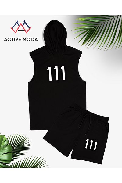 ACTIVE MODA -Male 111 Printed Sleeveless Tank-Shorts Set 2-Piece Large Size Oversized