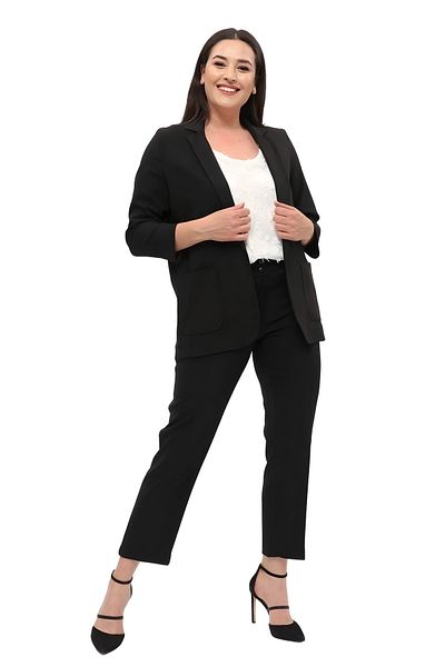 Hanezza Jachetă Blazer de damă| Negru| Dimensiune mare| 7 culori| Compatibil cu costum
