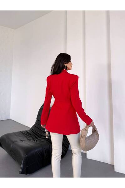 NILOO KADIN 3 KEMERLİ KIRMIZI CEKET