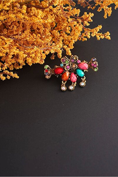 TakıDolabı نموذج فراشة حجري عتيق بإبزيم مزلاج للسيدات من Beoje