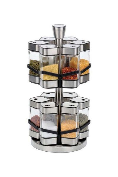 ALMUFARREJ 12-Piece Spice Sprinkler Bottle Set Silver/Clear 35 x 25 x 25cm