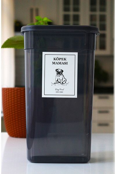 Dem Home Dog Food Storage Container 3.2 Lt. Anthracite Color Plastic Organizer