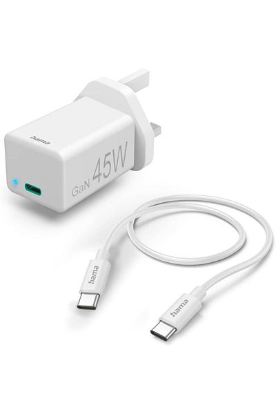 Hama UK Mini GaN Charger Kit 45W White