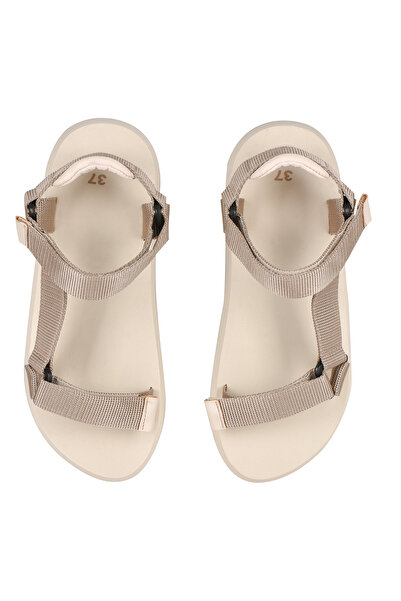 JustBow Beige Velcro Women's Eva Sandals