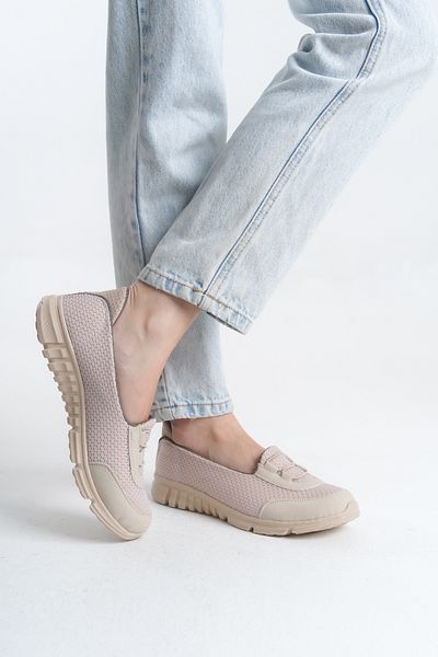 Rivetta Women's Cream Laced Orthopedic Sole Ballerina Casual Shoes