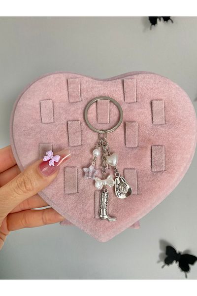 Pinky Lady Cowgirl Keychain Charm - Rescue Boots and Hat Charms