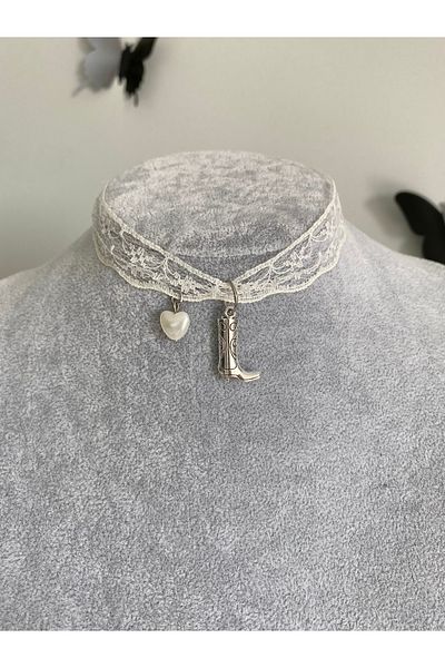 Pinky Lady Cowboy Lace Design Choker Chocker Necklace