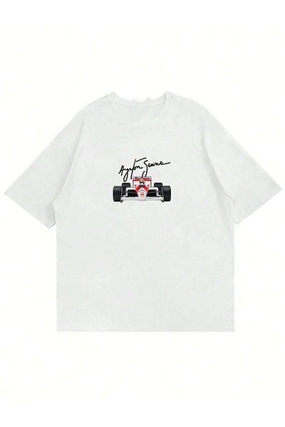Mad&Calf Μπλουζάκι Unisex Ayrton Senna με στάμπα με λαιμόκοψη