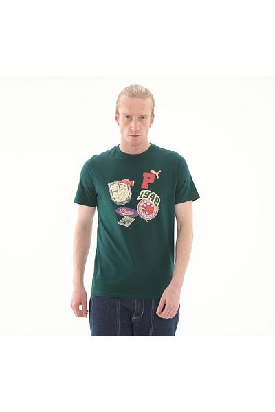 Puma 629627-60 Puma Wardrobe Ess Graphic Tee Ανδρικό T-Shirt Πράσινο